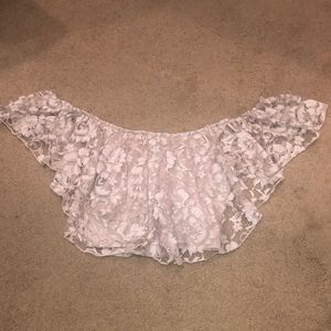 Cream Strapless Crop Top